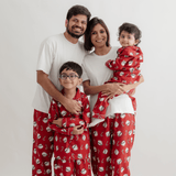 Zoey night suit Red Jolly Santa Flannel Cotton Pajamas