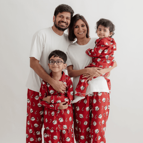 Zoey night suit Red Jolly Santa Flannel Cotton Pajamas