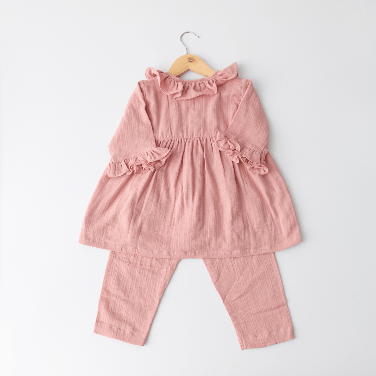 Zoey night suit Ruffle Rose Muslin Kids Night Suit (Personalised)