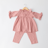 Zoey night suit Ruffle Rose Muslin Kids Night Suit (Personalised)