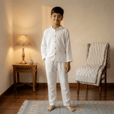Zoey night suit Soft White Cotton Kids Night Suit