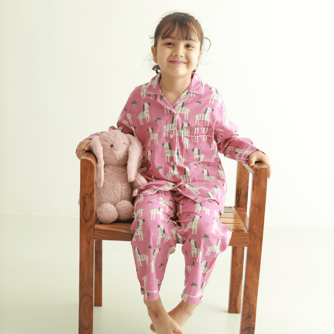 Zoey night suit Starlight Zebra Kids Night Suit (Cotton Cambric)