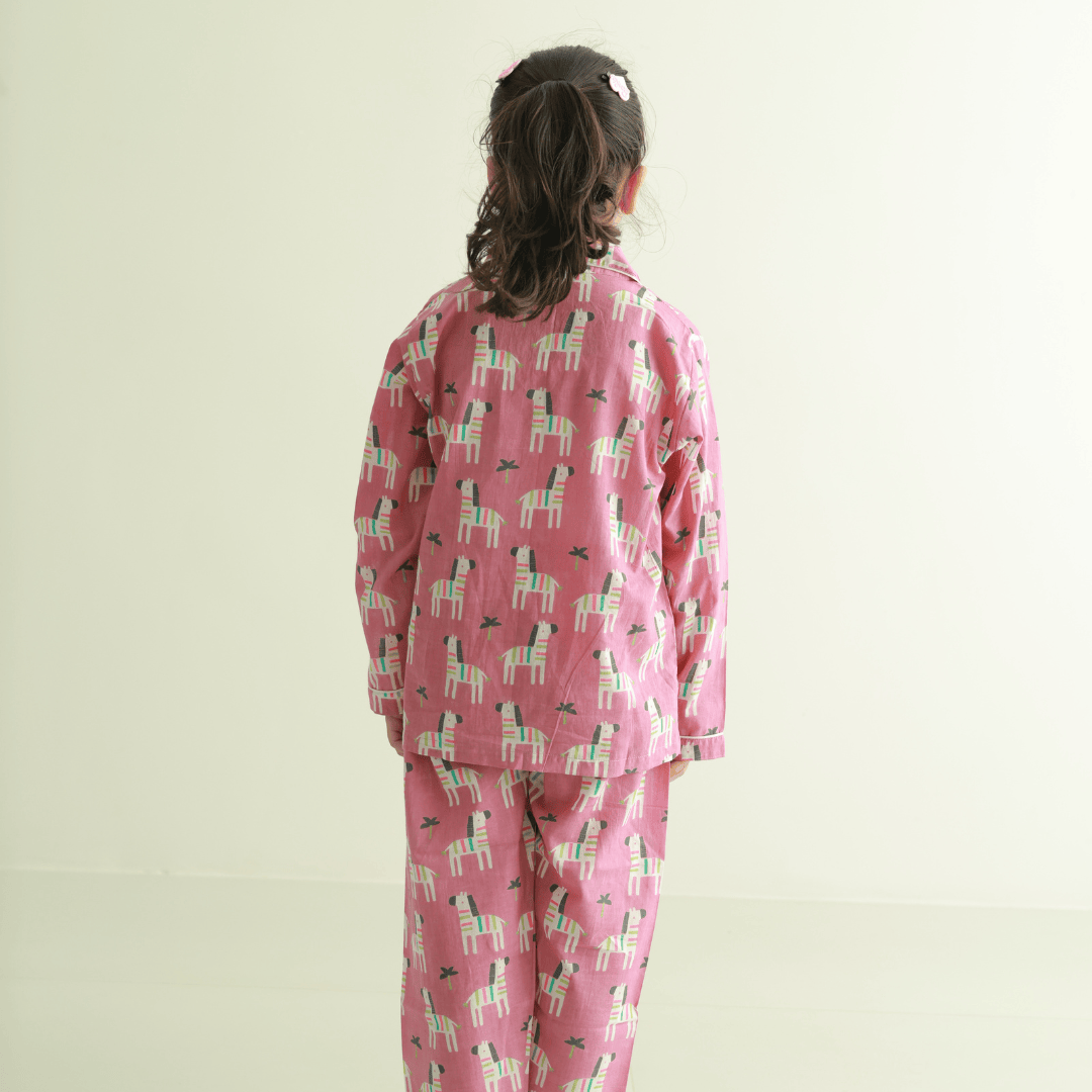 Zoey night suit Starlight Zebra Kids Night Suit (Cotton Cambric)