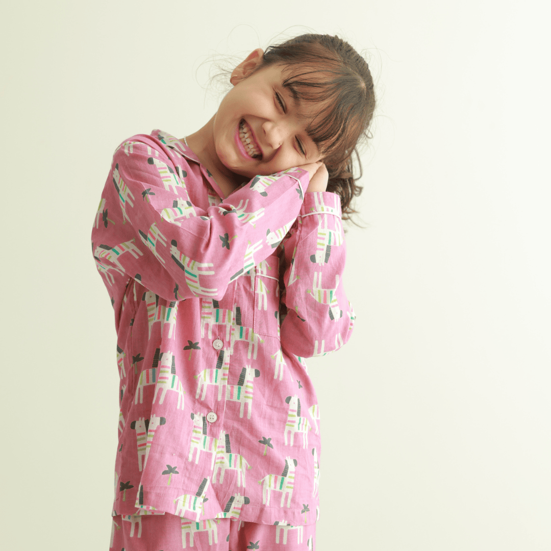 Zoey night suit Starlight Zebra Kids Night Suit (Cotton Cambric)