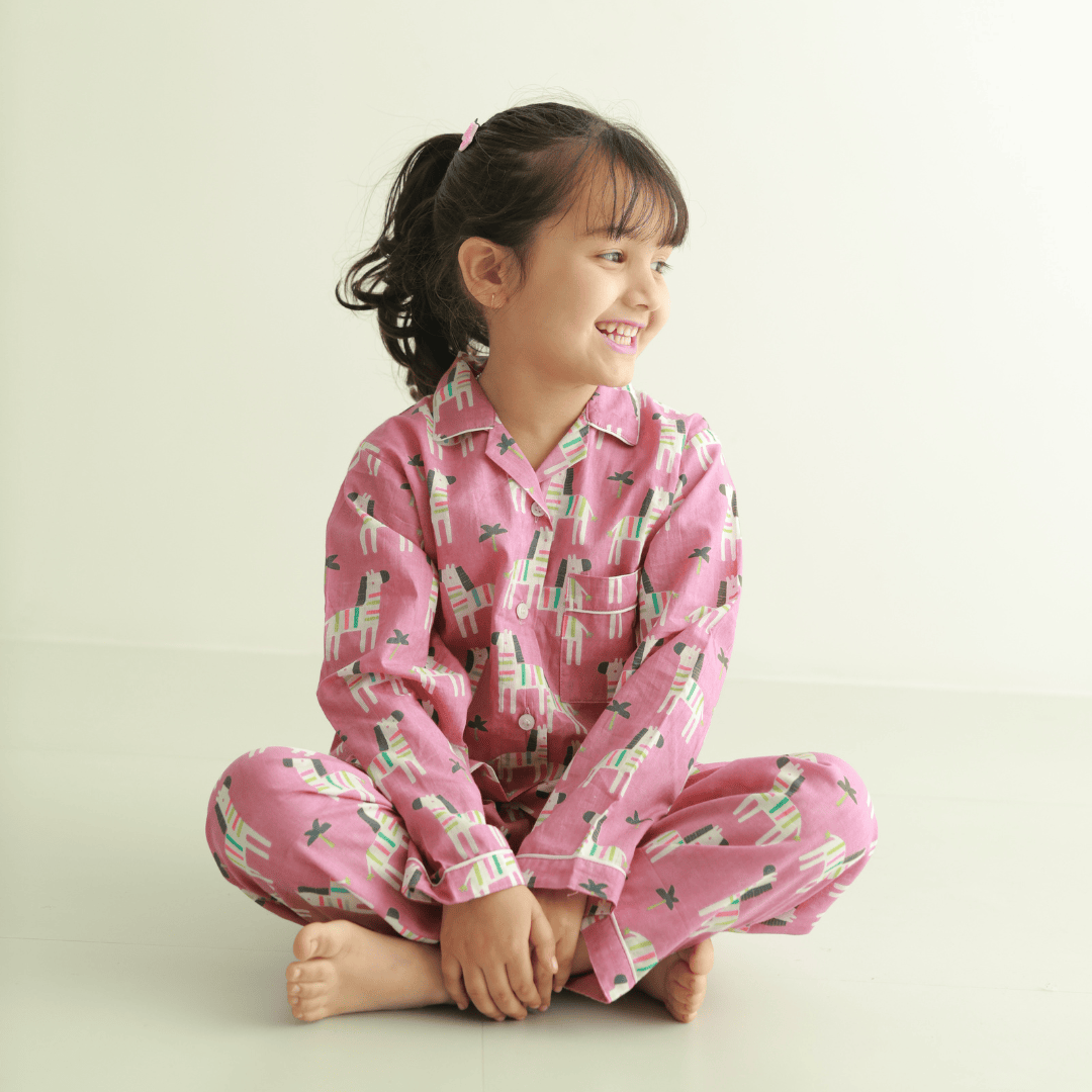 Zoey night suit Starlight Zebra Kids Night Suit (Cotton Cambric)