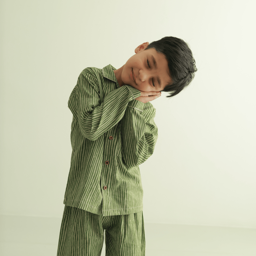 Zoey night suit Stripe Story Kids Night Suit (Cotton Cambric)