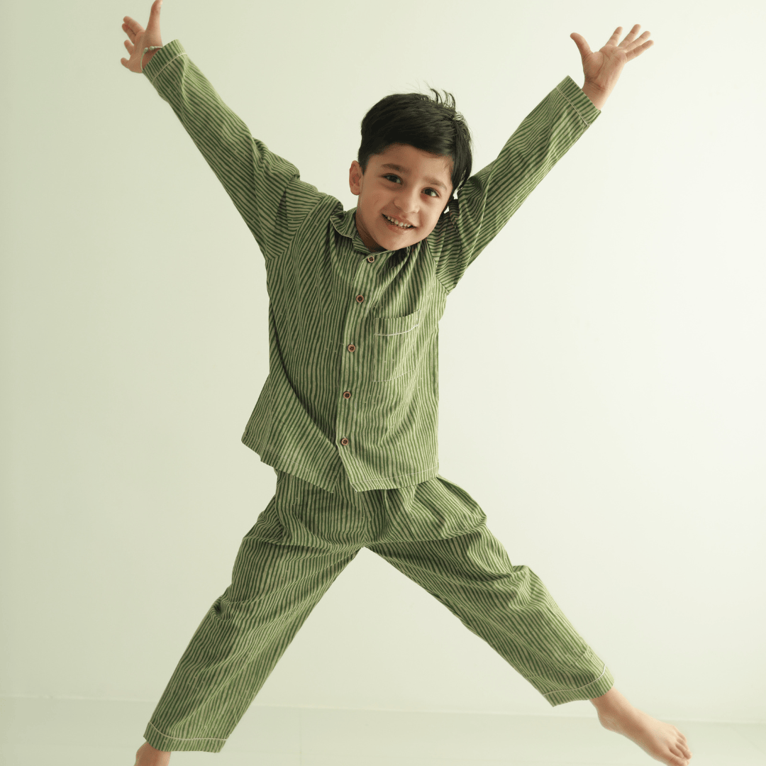 Zoey night suit Stripe Story Kids Night Suit (Cotton Cambric)