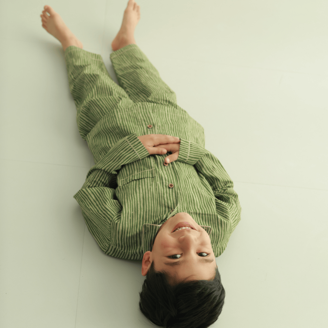 Zoey night suit Stripe Story Kids Night Suit (Cotton Cambric)