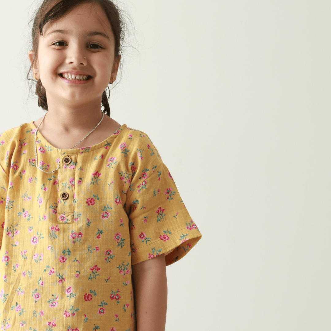 Zoey night suit Sunehri Snuggles Muslin Nightsuit (Short Sleeves)
