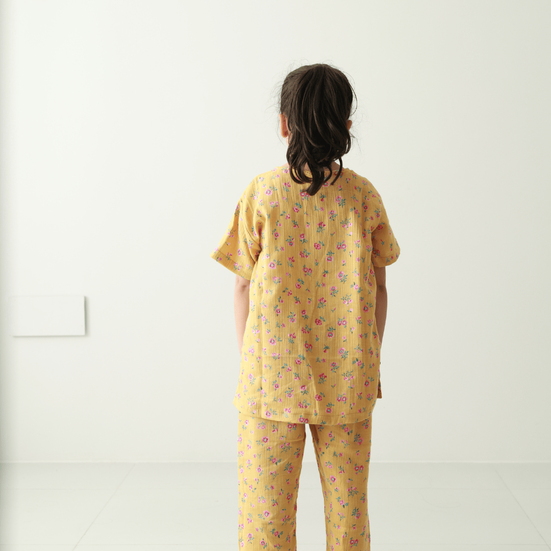 Zoey night suit Sunehri Snuggles Muslin Nightsuit (Short Sleeves)