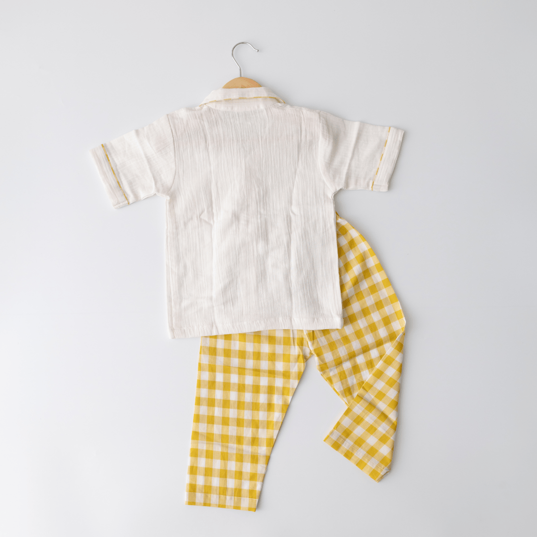 Zoey night suit Sunlit Checks Kids Night Suit (Personalised)