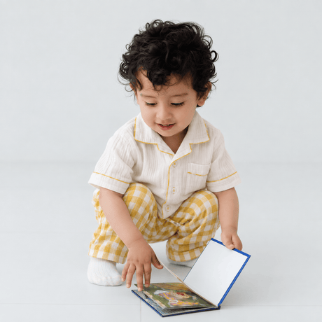 Zoey night suit Sunlit Checks Kids Night Suit (Personalised)