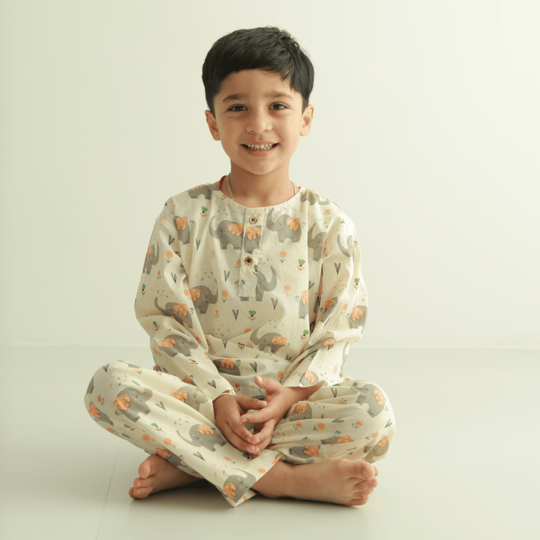 Zoey night suit Trunk Tales Kurta Style Night Suit - (Cambric Cotton)