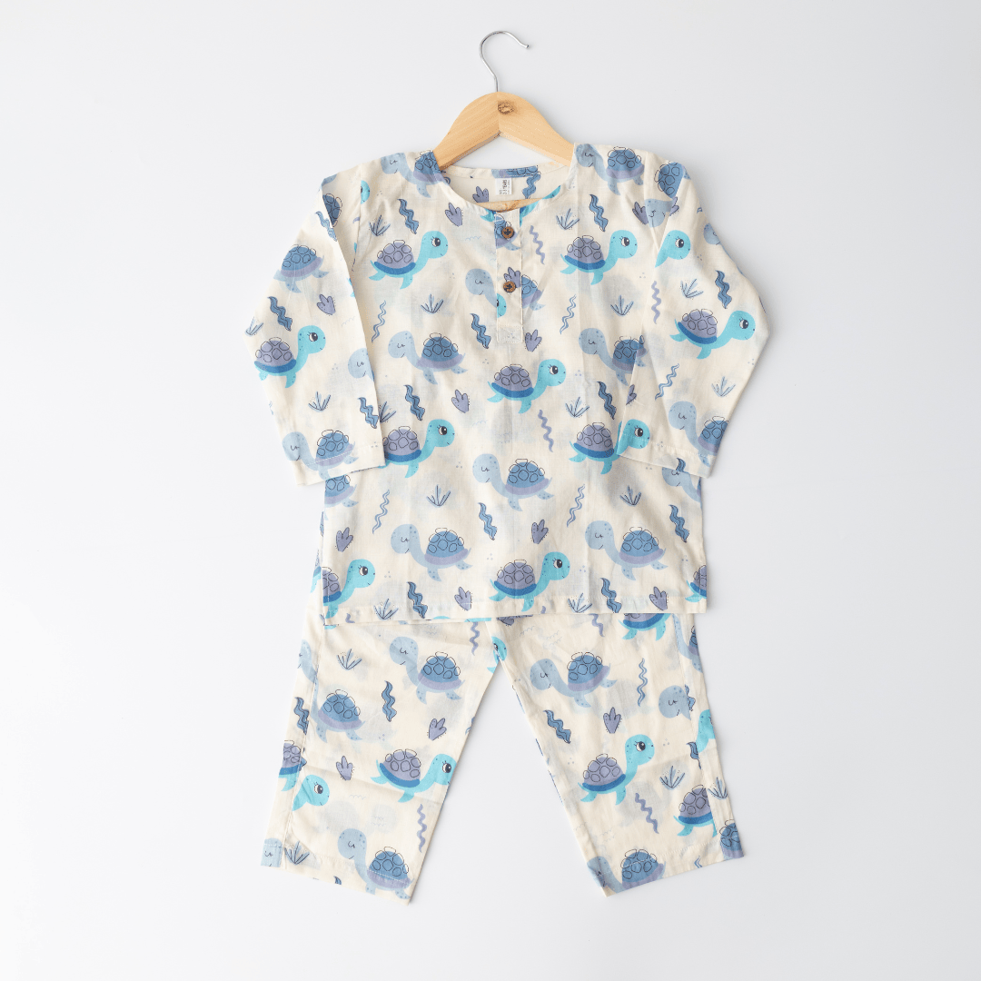Zoey night suit Turtle Lagoon Kurta Style Night Suit - (Personalised)