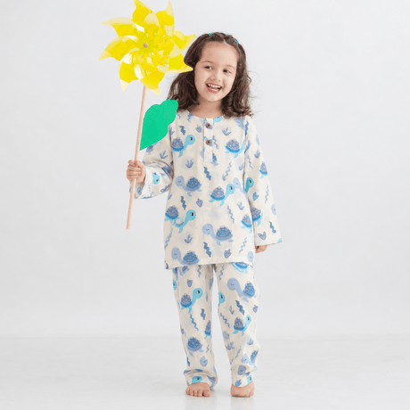 Zoey night suit Turtle Lagoon Kurta Style Night Suit - (Personalised)