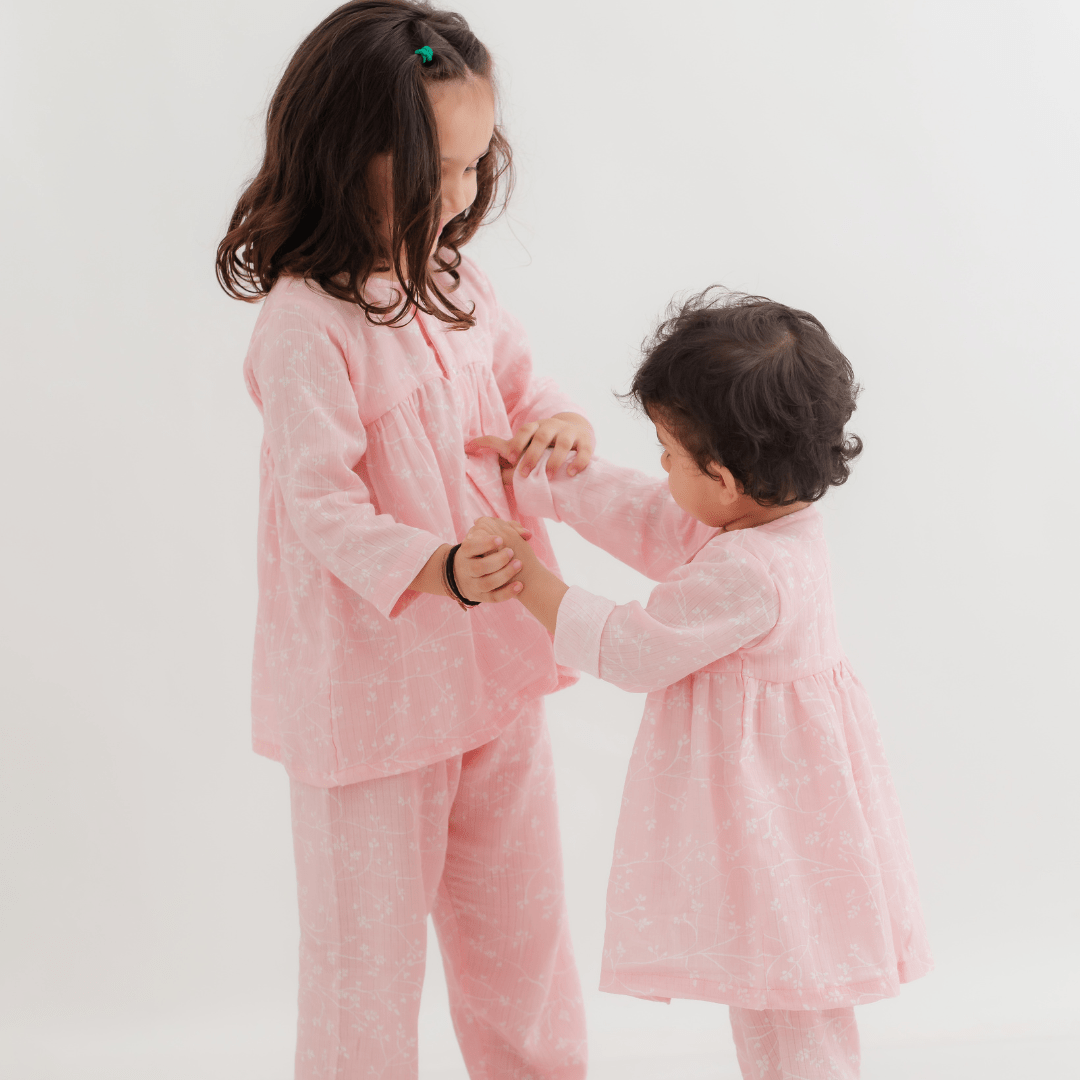 Zoey night suit Twirly Whirly Muslin Kids Night Suit for Girls