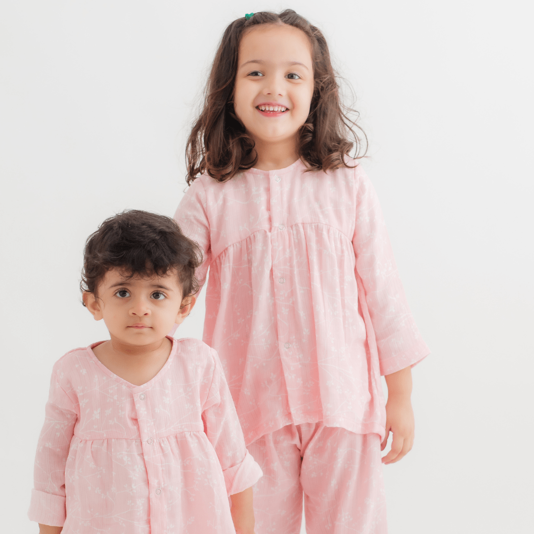 Zoey night suit Twirly Whirly Muslin Kids Night Suit for Girls