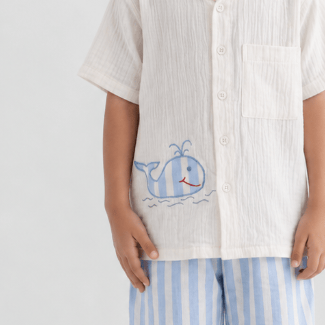 Zoey night suit Whale Hello Kids Night Suit (Personalised)