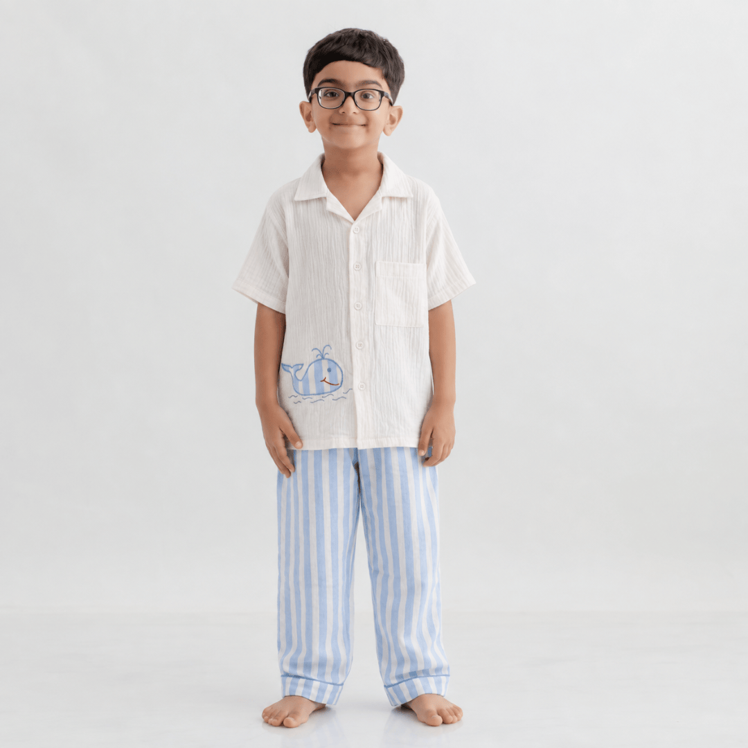 Zoey night suit Whale Hello Kids Night Suit (Personalised)