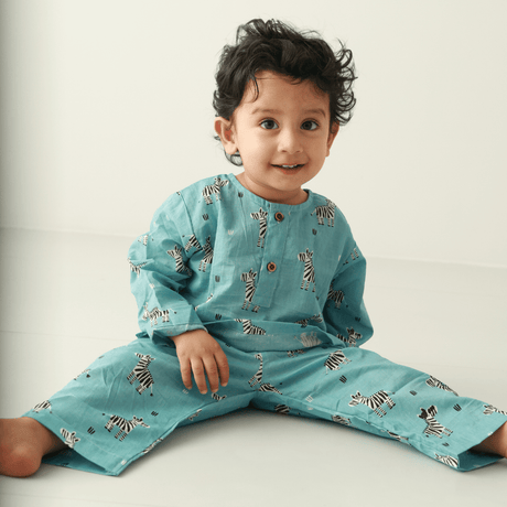 Zoey night suit Zebra Zen Kurta Style Night Suit - (Cambric Cotton)