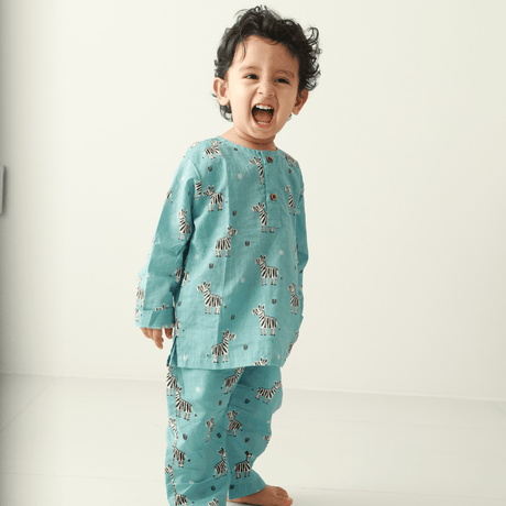 Zoey night suit Zebra Zen Kurta Style Night Suit - (Cambric Cotton)