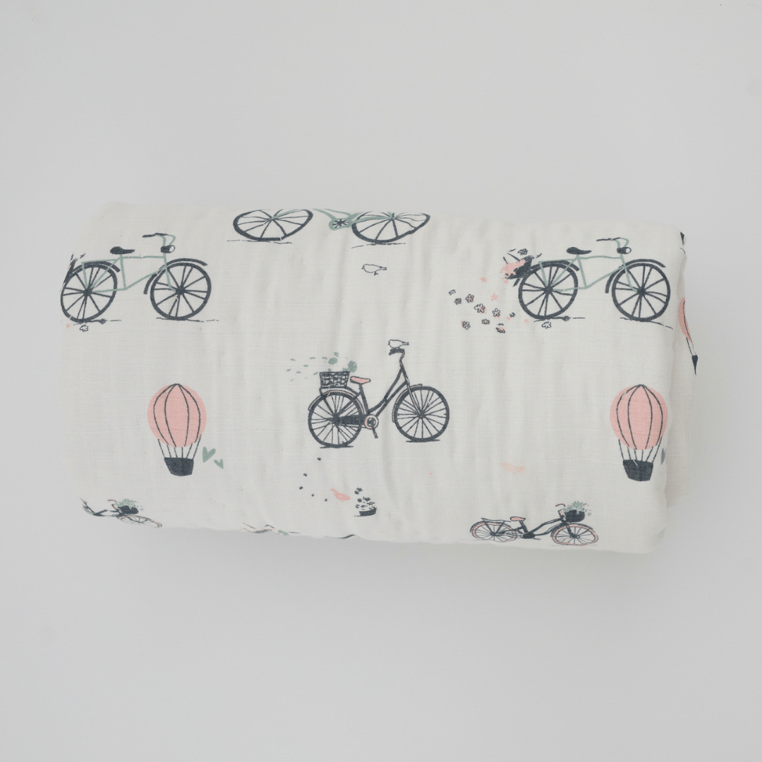 Zoey Quilt Bicycle Daydream Handcrafted Muslin Baby Quilt