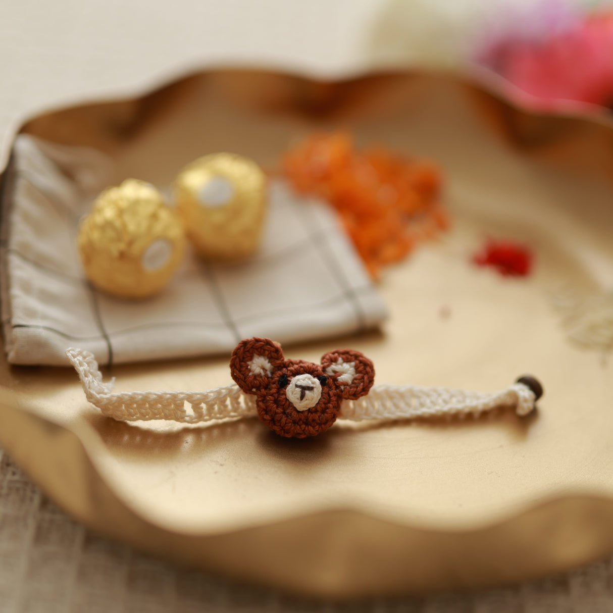 Zoey Rakhi Bear Hug Crochet Rakhi