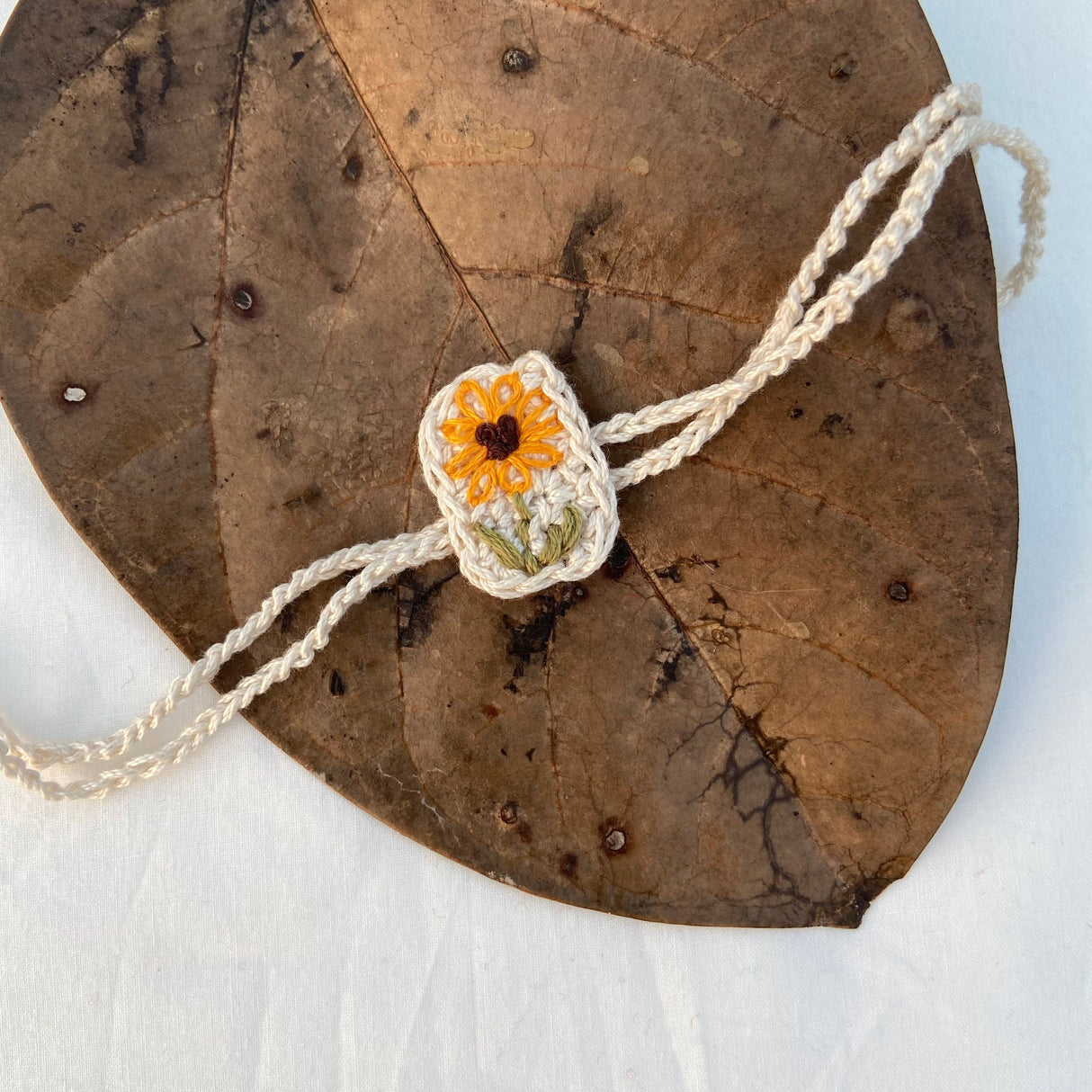 Zoey Rakhi Sunny-Flower Crochet Rakhi (First Rakshabandhan)