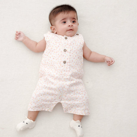 Zoey romper Blushy Blooms Double Layer Muslin Romper/Jumpsuit/Playsuit