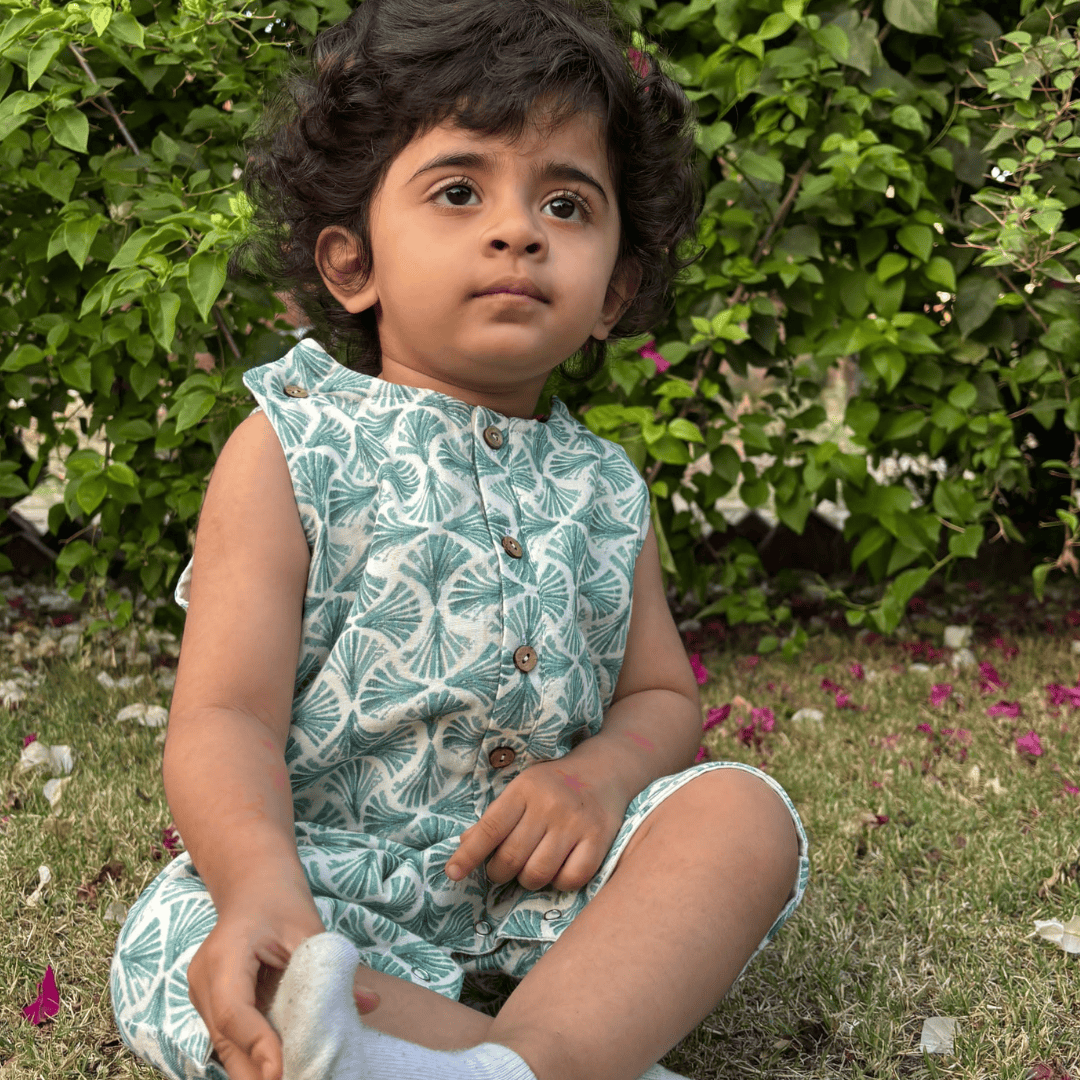Zoey romper Palm Breeze - Double Layer Muslin Romper