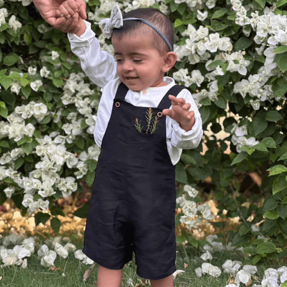 Zoey romper Pocketful of Play Linen Cotton Unisex Dungaree (Black)