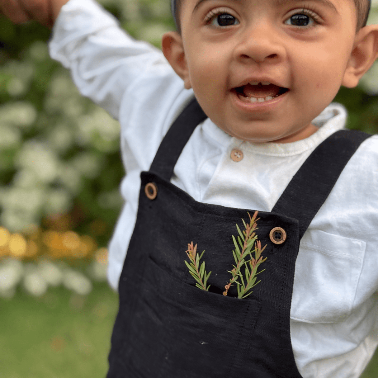 Zoey romper Pocketful of Play Linen Cotton Unisex Dungaree (Black)