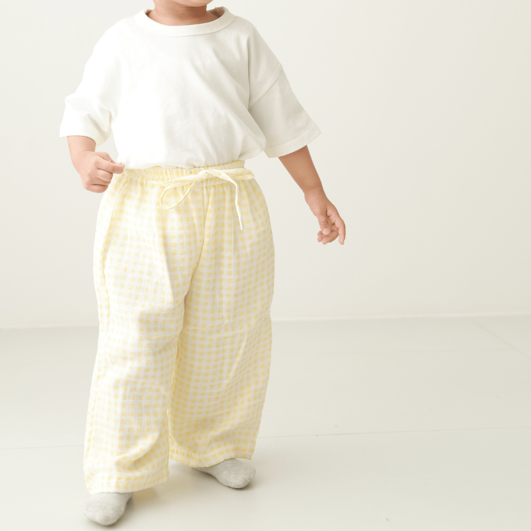 Zoey romper Zoey Everyday Pants - Lemonade Checks (Muslin Cotton)