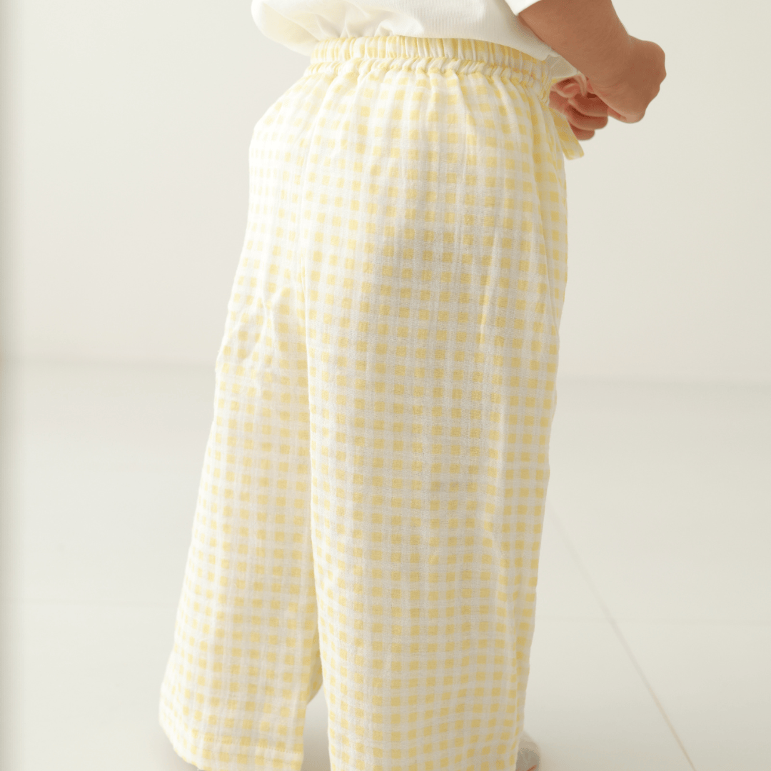 Zoey romper Zoey Everyday Pants - Lemonade Checks (Muslin Cotton)