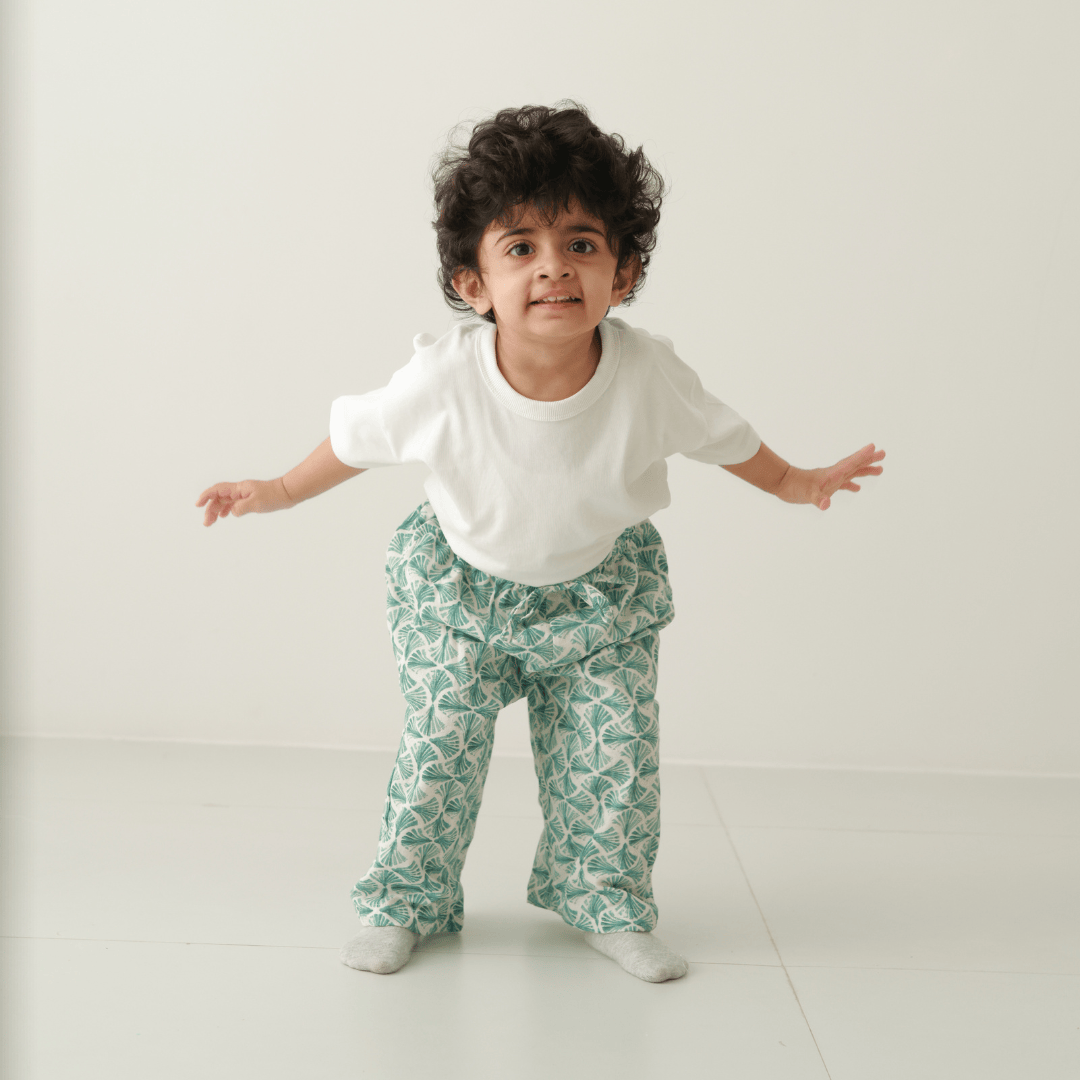 Zoey romper Zoey Everyday Pants - Palm Breeze (Muslin Cotton)