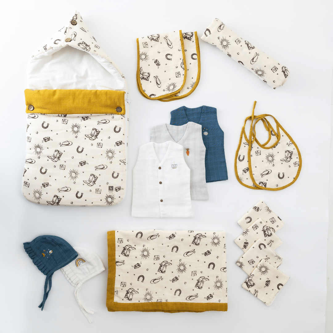 Zoey save on combos Hospital Bag Must Haves Combo - Wild Wild West (total 16 Muslin Items)