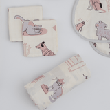 Zoey save on combos Woofles & Purrito Muslin Essential Combo + Custom Bunny Bag