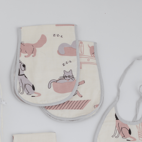 Zoey save on combos Woofles & Purrito Muslin Essential Combo + Custom Bunny Bag