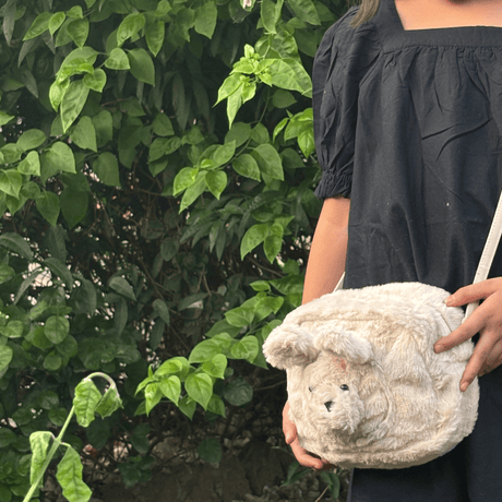 Zoey sling bag Fluffy Teddy Crossbody Bag (Beige)