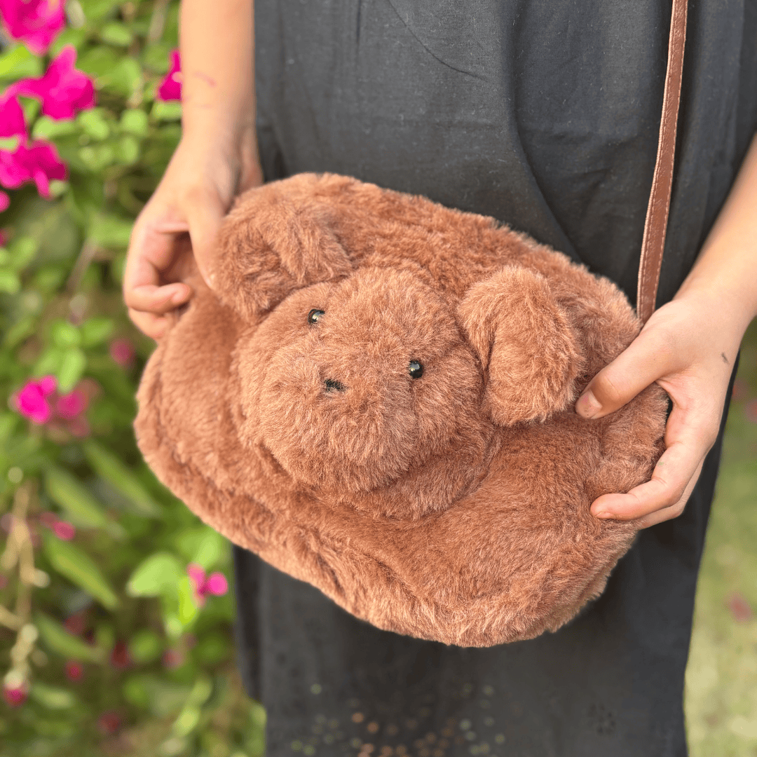 Zoey sling bag Fluffy Teddy Crossbody Bag (Brown)