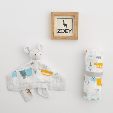 Zoey Swaddle Little Camper Organic Swaddle