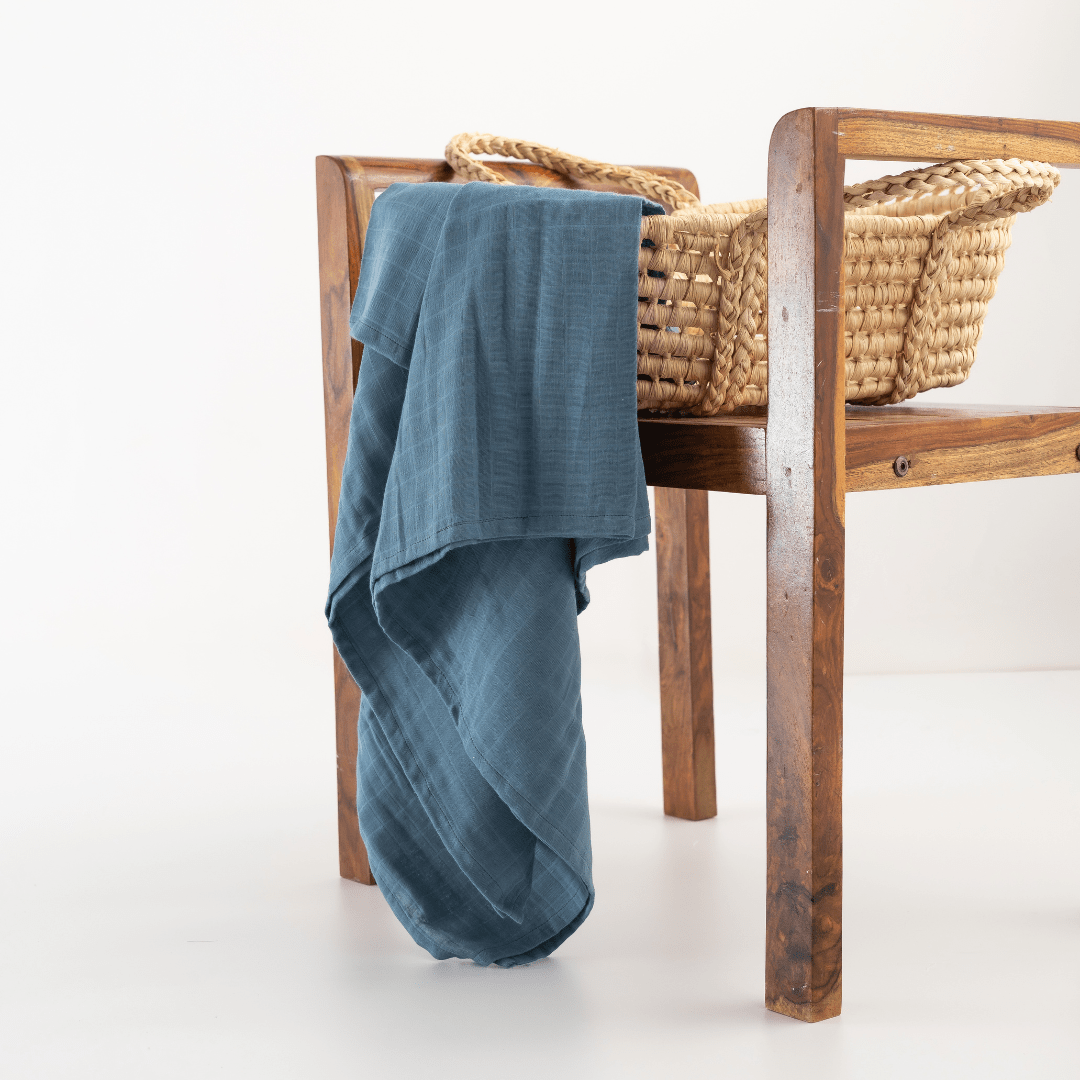 Zoey Swaddle Zoey Organic Muslin Swaddle + Comforter Combo (Blue Jay Colour)