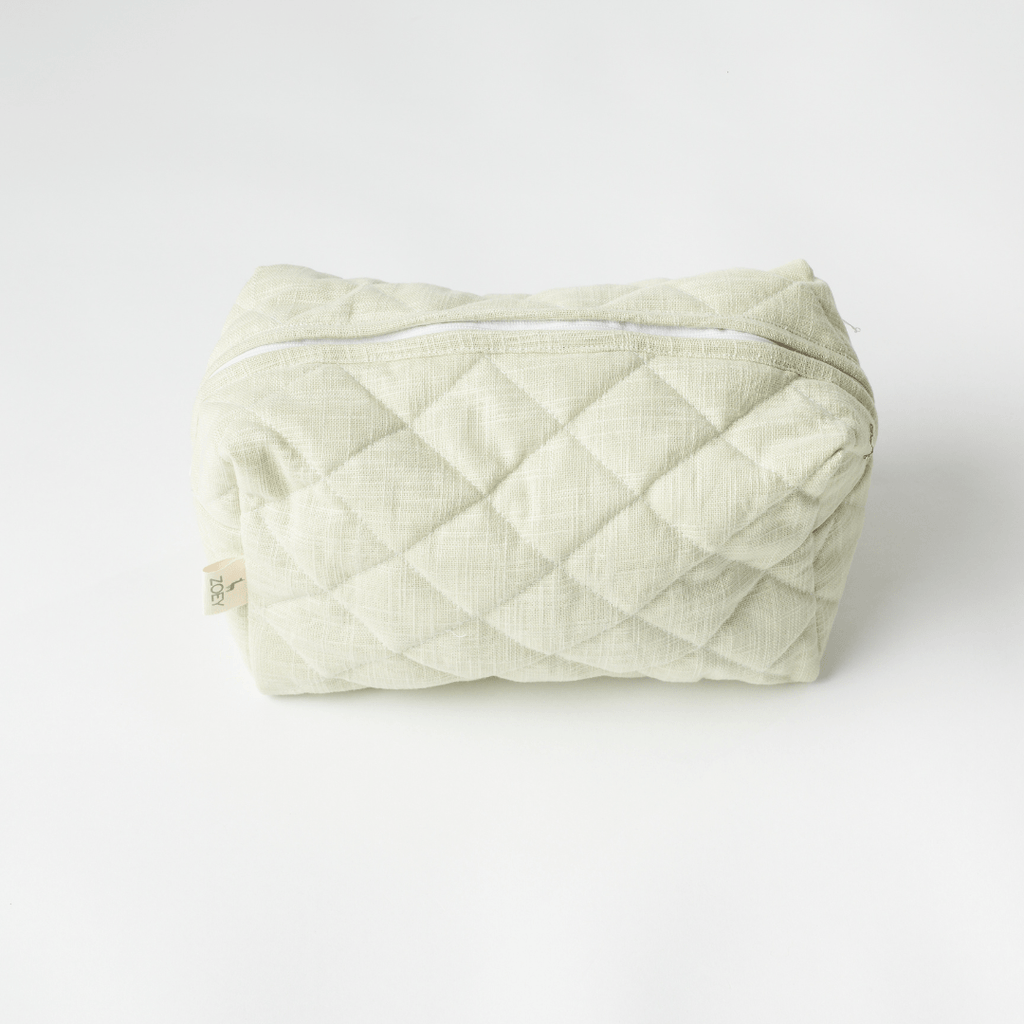 Zoey travel pouch Tea Green Quilted Cotton Pouch