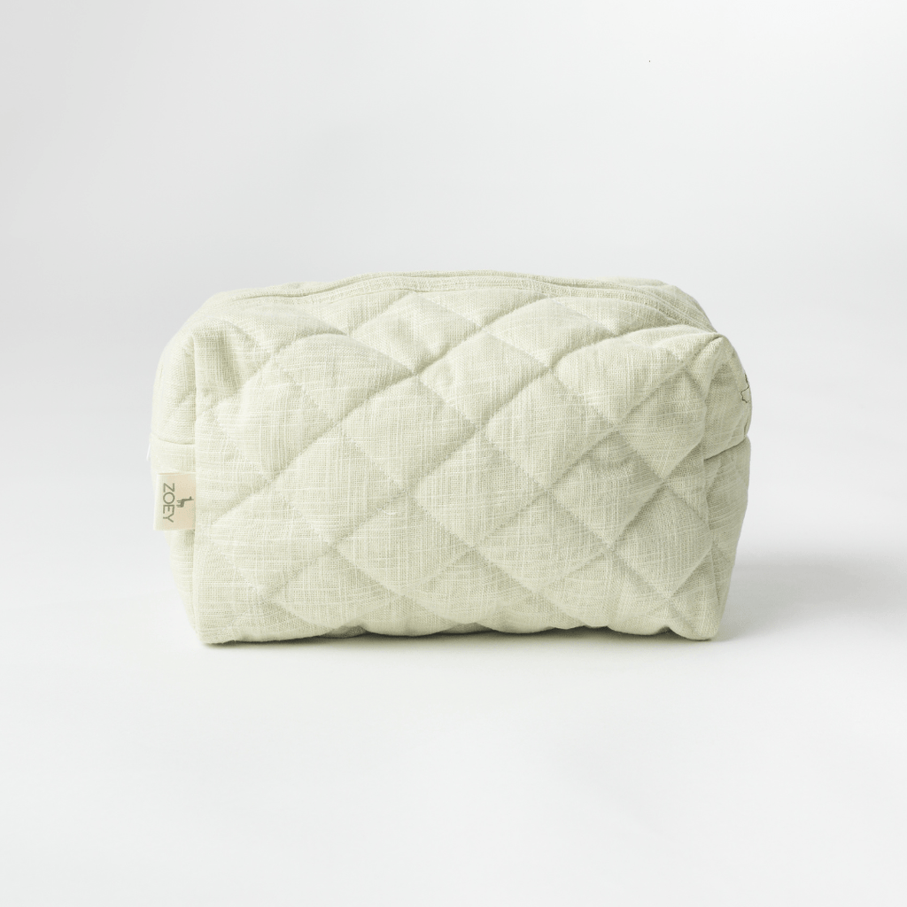 Zoey travel pouch Tea Green Quilted Cotton Pouch