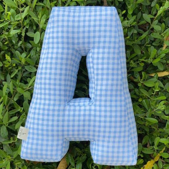 Zoey Alphabet Cushion Blue Gingham Alphabet Cushion