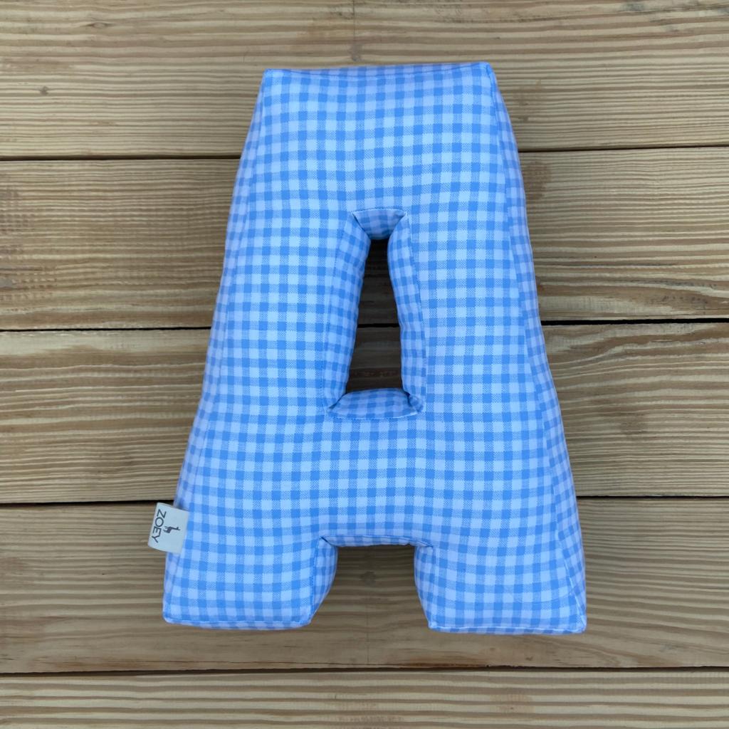 Zoey Alphabet Cushion Blue Gingham Alphabet Cushion