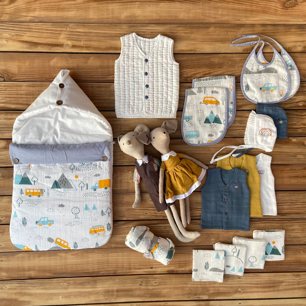 Zoey save on combos Newborn Essentials Super Combo - Little Camper Theme (total 19 items)