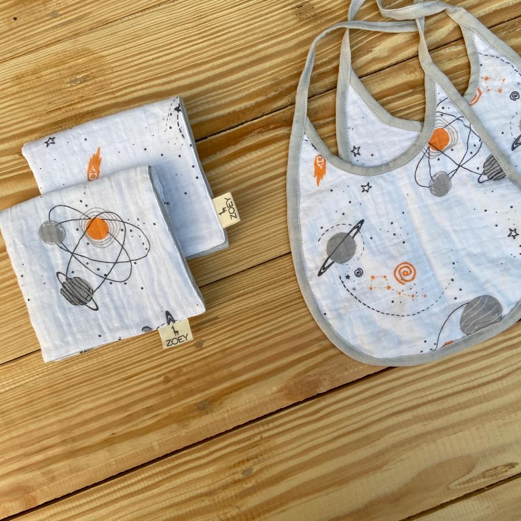 Zoey save on combos Outer Space Bibs & Napkins Combo