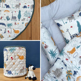 Zoey save on combos Super Combo - Happy Animal Tribe Bedding Set + Playmat + Storage Basket